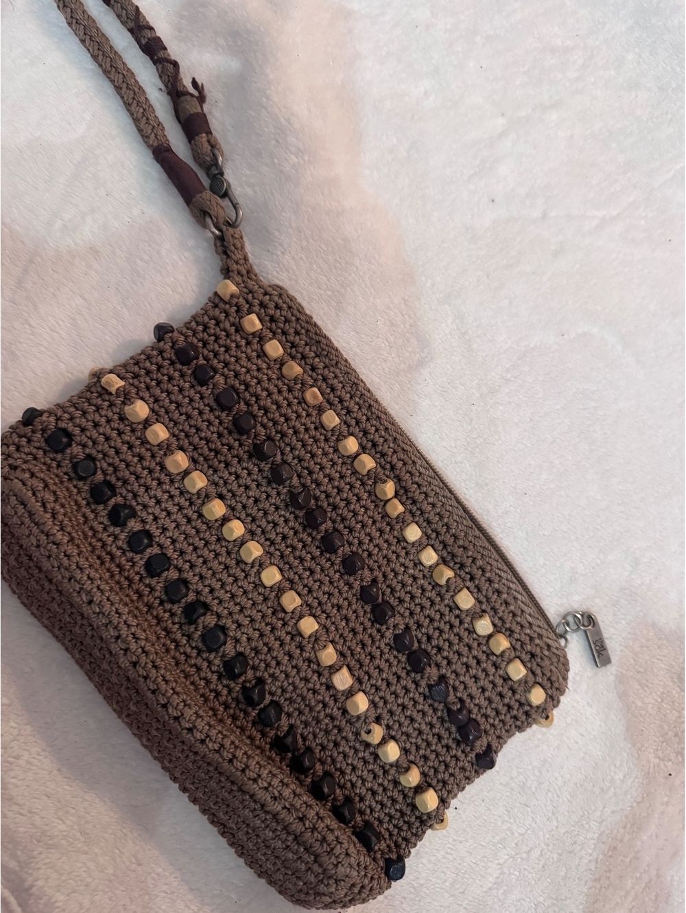 The Sak Brown Crocheted Crossbody Bag